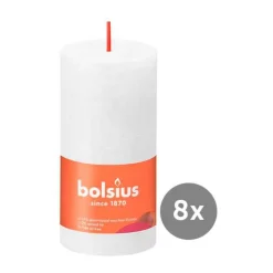 Bolsius8er Pack Stumpenkerze 100/50 Rustik Shine wolkiges weiß 02