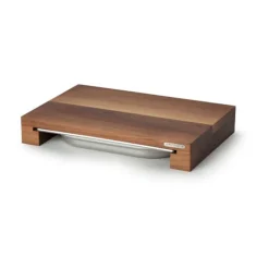 ContinentaSchneidebrett Walnuss m. Edelstahl Schublade 39 x 27 x 6 cm