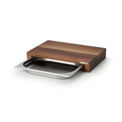 ContinentaSchneidebrett Walnuss m. Edelstahl Schublade 39 x 27 x 6 cm