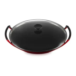 Le CreusetWok mit Glasdeckel 36 cm Kirschrot