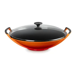 Le CreusetWok mit Glasdeckel 36 cm Ofenrot
