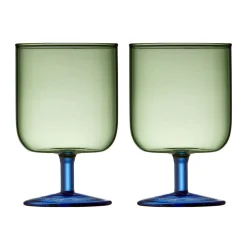Lyngby GlasWeinglas 2er-Set Torino grün/blau