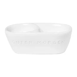 RäderEierbecher 10x5 cm Guten Morgen weiß